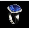 Image 4 : GIA Cert 13.93 ctw Blue Sapphire and Diamond Ring - 14KT White Gold