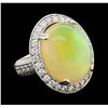 Image 1 : 17.30 ctw Opal and Diamond Ring - 14KT White Gold