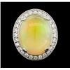 Image 2 : 17.30 ctw Opal and Diamond Ring - 14KT White Gold