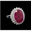 Image 1 : GIA Cert 5.86 ctw Ruby and Diamond Ring - 14KT White Gold