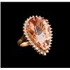 Image 1 : 14KT Rose Gold 19.63 ctw GIA Certified Morganite and Diamond Ring