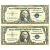 Image 1 : $1 XF/AV Silver Certificate Currency Lot of 2