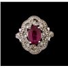 Image 2 : GIA Cert 2.53 ctw Ruby and Diamond Ring - 14KT White Gold