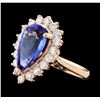 Image 1 : 4.23 ctw Tanzanite and Diamond Ring - 14KT Rose Gold