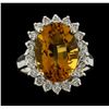 Image 2 : 5.98 ctw Citrine and Diamond Ring - 14KT White Gold