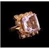 14KT Rose Gold GIA Certified 25.19 ctw Kunzite and Diamond Ring