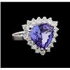 5.49 ctw Tanzanite and Diamond Ring - 14KT White Gold