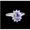 1.58 ctw Tanzanite and Diamond Ring - 14KT White Gold