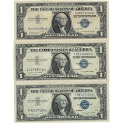 1957 $1 AU/Unc Silver Certificate Currency Lot of 3