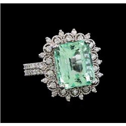 7.91 ctw Emerald and Diamond Ring - 14KT White Gold