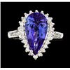 Image 2 : 3.65 ctw Tanzanite and Diamond Ring - 14KT White Gold