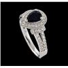 Image 4 : 1.07 ctw Sapphire and Diamond Ring - 14KT White Gold