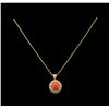 Image 2 : 14KT Rose Gold 5.58 ctw Coral and Diamond Pendant With Chain