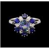 Image 2 : 14KT White Gold 1.37 ctw Tanzanite, Sapphire and Diamond Ring