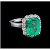 4.50 ctw Emerald and Diamond Ring - 14KT White Gold