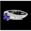 Image 1 : 1.22 ctw Blue Sapphire And Diamond Ring - 18KT White Gold