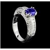 Image 4 : 1.22 ctw Blue Sapphire And Diamond Ring - 18KT White Gold
