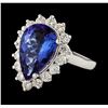 4.40 ctw Tanzanite and Diamond Ring - 14KT White Gold