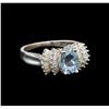 Image 1 : 14KT White Gold 1.17 ctw Aquamarine and Diamond Ring