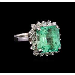 7.80 ctw Emerald and Diamond Ring - 14KT White Gold