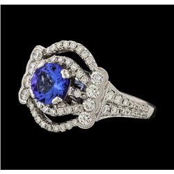 1.32 ctw Tanzanite and Diamond Ring - 18KT White Gold