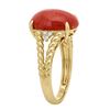 Image 2 : 4.59 ctw Coral and Diamond Ring - 14KT Yellow Gold