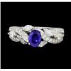 Image 2 : 1.31 ctw Blue Sapphire And Diamond Ring - 14KT White Gold