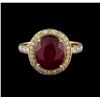 Image 2 : 5.28 ctw Ruby and Diamond Ring - 14KT Yellow Gold