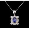 Image 2 : 0.99 ctw Sapphire and Diamond Pendant With Chain - 14KT White Gold