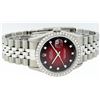 Image 2 : Rolex Stainless Steel Red Vignette Diamond DateJust Men's Watch