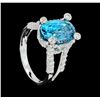 Image 4 : 6.94 ctw Blue Zircon And Diamond Ring - 18KT White Gold