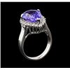 Image 4 : 6.36 ctw Tanzanite and Diamond Ring - 14KT White Gold