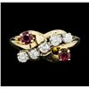 Image 2 : 0.30 ctw Diamond and Ruby Ring - 14KT Yellow and White Gold