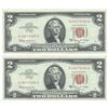 Image 2 : 1963 $2 Uncirculated Red Seal Bill Lot of 2