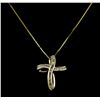 Image 2 : 0.50 ctw Diamond Cross Pendant with Chain - 14KT Yellow Gold