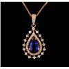 Image 1 : 14KT Rose Gold 1.99 ctw Tanzanite and Diamond Pendant With Chain