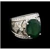 Image 1 : 14KT White Gold 6.63 ctw Emerald and Diamond Ring
