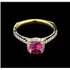 Image 2 : 1.38 ctw Pink Sapphire and Diamond Ring - 18KT Yellow Gold