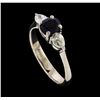 Image 4 : 0.70 ctw Sapphire and Diamond Ring - 14KT White Gold