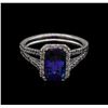 Image 2 : 2.07 ctw Tanzanite and Diamond Ring - 14KT White Gold