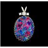 3.00 ctw Opal and Diamond Pendant - 14KT White Gold