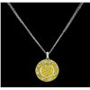 Image 2 : 1.50 ctw Yellow Sapphire And Diamond Pendant & Chain - 18KT White Gold