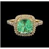 Image 2 : 3.01 ctw Emerald and Diamond Ring - 14KT Yellow Gold