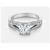Cubic Zirconia and Diamond Ring - 14KT White Gold