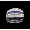Image 2 : 2.00 ctw Sapphire and Diamond Ring - 14KT White Gold