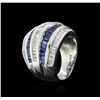 Image 3 : 2.00 ctw Sapphire and Diamond Ring - 14KT White Gold