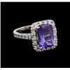 4.03 ctw Tanzanite and Diamond Ring - 14KT White Gold