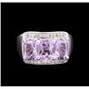 Image 2 : Crayola 2.10 ctw Pink Amethyst and White Sapphire Ring - .925 Silver