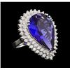Image 1 : GIA Cert 17.33 ctw Tanzanite and Diamond Ring - 14KT White Gold