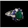 4.81 ctw Multi Gemstone and Diamond Ring - 14KT White Gold